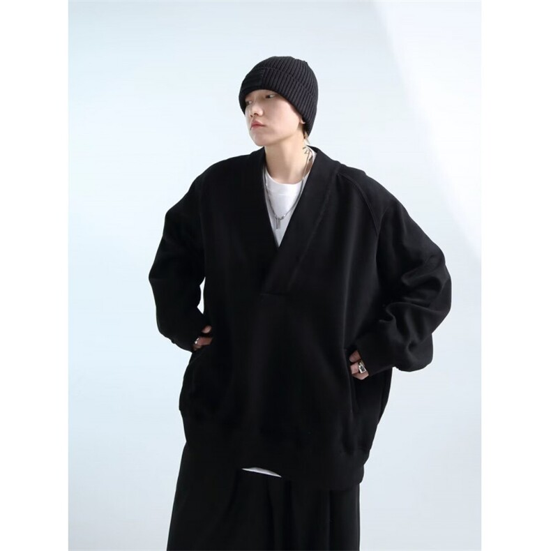 网络图现货！春夏款cleanfit重磅卫衣设计感小众V领外套RG321-P60图片