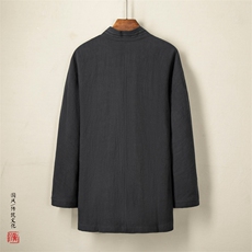 风男装棉麻男士汉服中长款款禅服H27P90，男装民族服装，钱塘802