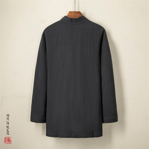 风男装棉麻男士汉服中长款款禅服H27P90图片