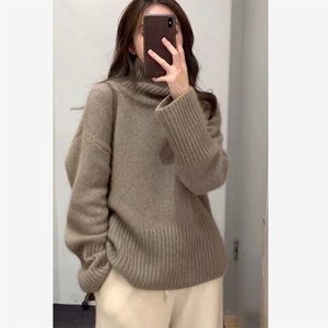 王菲同款高领羊毛衫女宽松显瘦百搭毛衣秋冬新款韩版时尚针织衫图片
