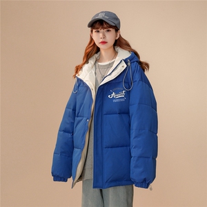 中性风22冬季字母印花连帽面包服棉服宽松棉衣MY151P115控148图片