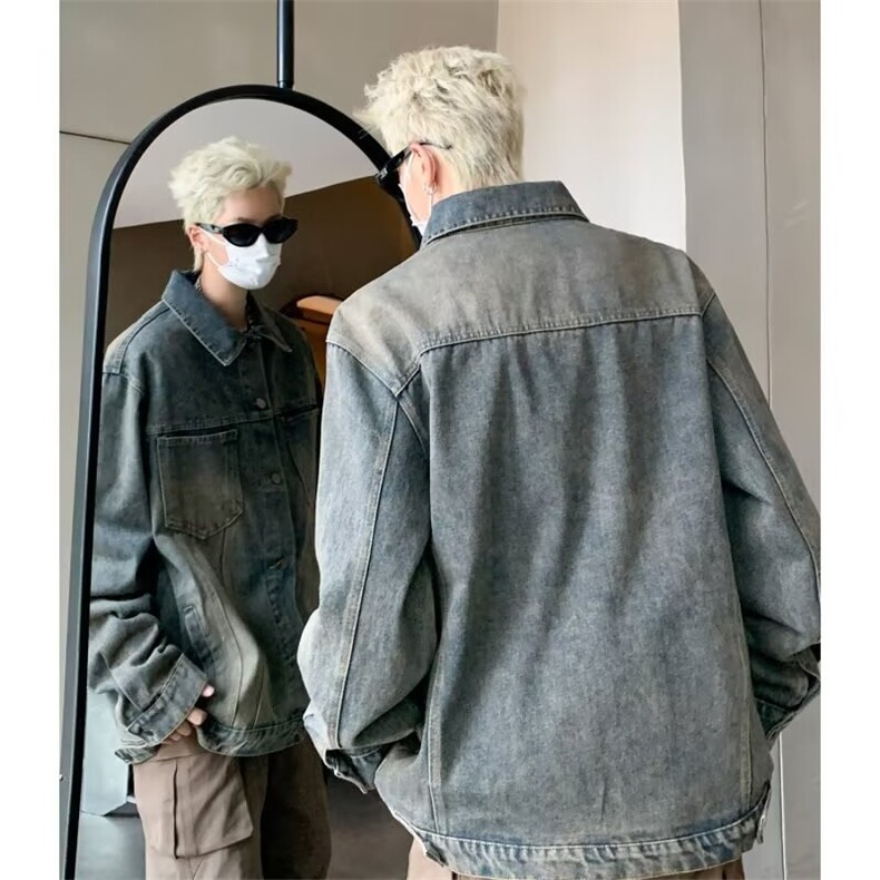 水洗做旧牛仔外套底特律工装夹克美式vibe重工牛仔衣W030-P47网图，男装工装外套，电商B245