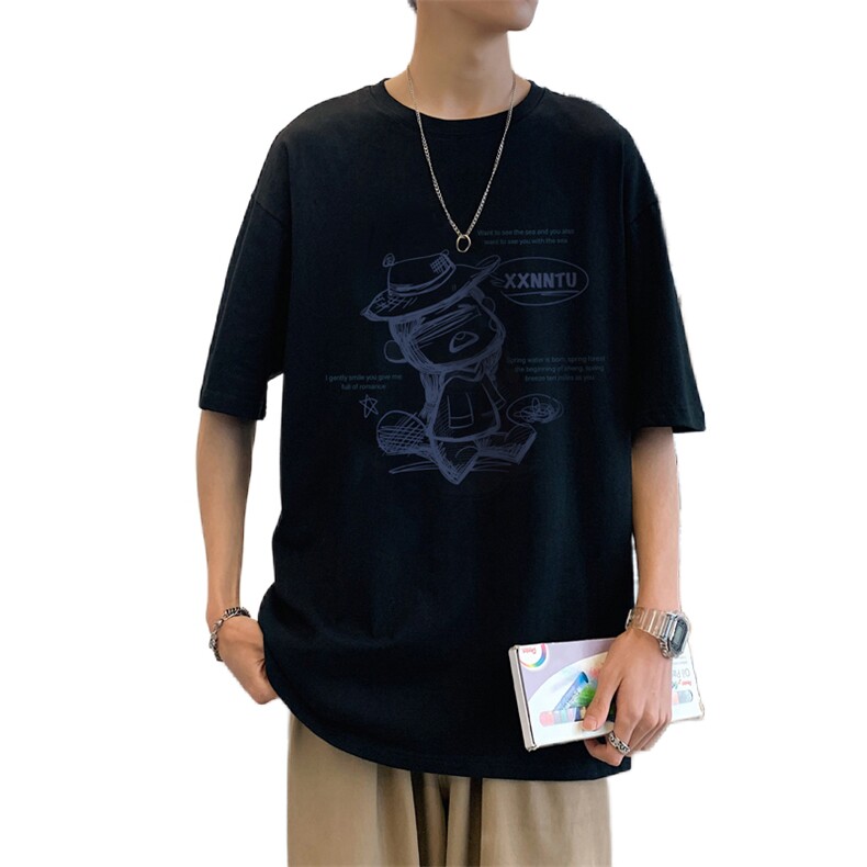 ！春夏新款纯棉宽松短袖T恤男士情侣体恤衫男DX24-P20,男装T恤,电商B367