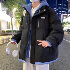 主推十万现货新款韩版假两件港风连帽宽松保暖棉衣外套MY9039-P80，男装棉衣，电商A128