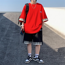 港风夏季潮牌短袖短裤套装TZ369P60，男装牛仔裤，电商A309