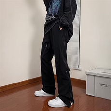 机能风ins高街拉链设计感裤子潮痞帅直筒休闲裤k2542-p40加绒55，男装休闲裤，星座1008