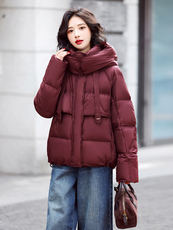 新标90白鸭绒短款羽绒服女2025年冬季新款立领连帽羽绒服，女装羽绒服，鑫源服饰