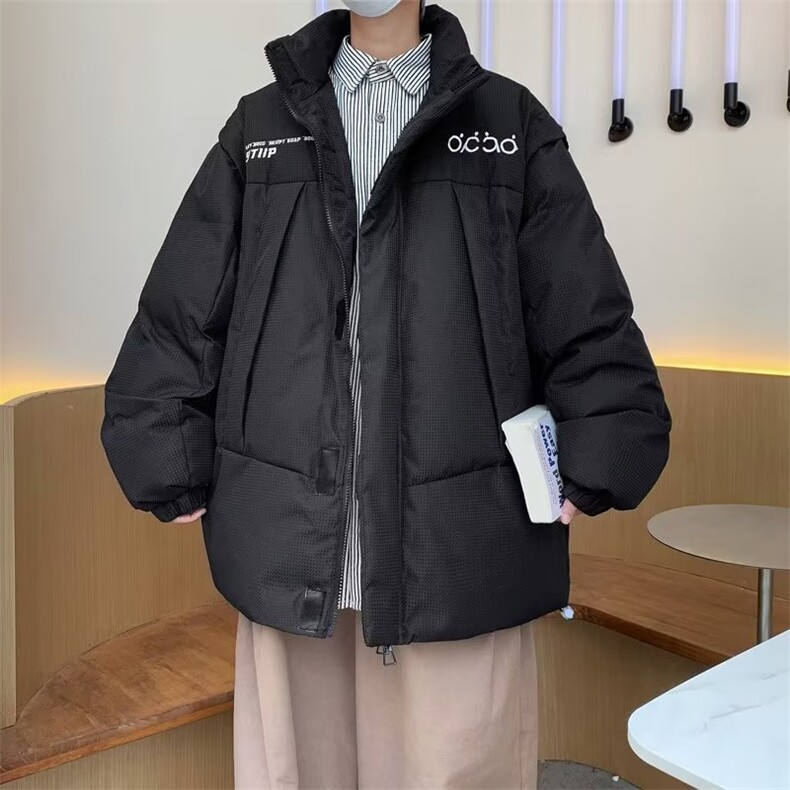 冬季情侣棉袄外套可拆卸棉服男士潮流宽松保暖棉衣马甲W6684-P90,男装棉衣,星座512-2