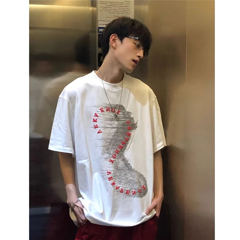 宽松休闲印花短袖 素描风 D328-T25022-P25图片
