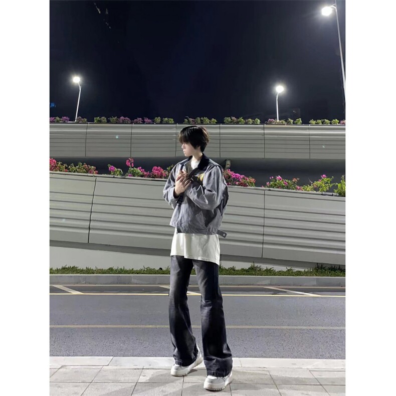 麦门信徒翻领工装夹克外套造旧印花短宽VibeJ28-P90,男装夹克,星座1007（原301D）