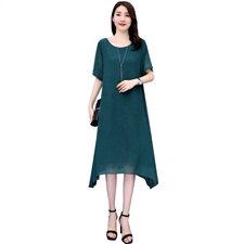 现货大码胖mm连衣裙夏中长款显瘦遮肚200斤中年妈妈真丝雪纺裙潮，女装连衣裙，深妍伊美