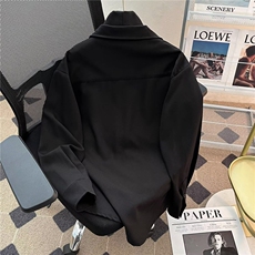假两件衬衫长袖韩版宽松拼接V领衬衣外套2233P50，男装衬衫，星座410-2