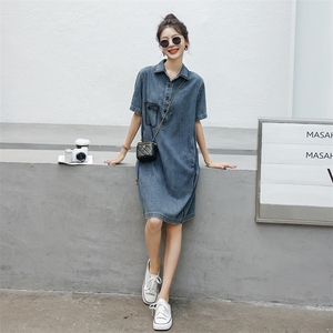 时尚显瘦牛仔连衣裙 夏季新款百搭气质女装 清新减龄短袖裙装图片
