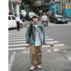2025新款男士斜兜潮流休闲宽松牛仔工装夹克外套N9001/P105，男装工装外套，星座202