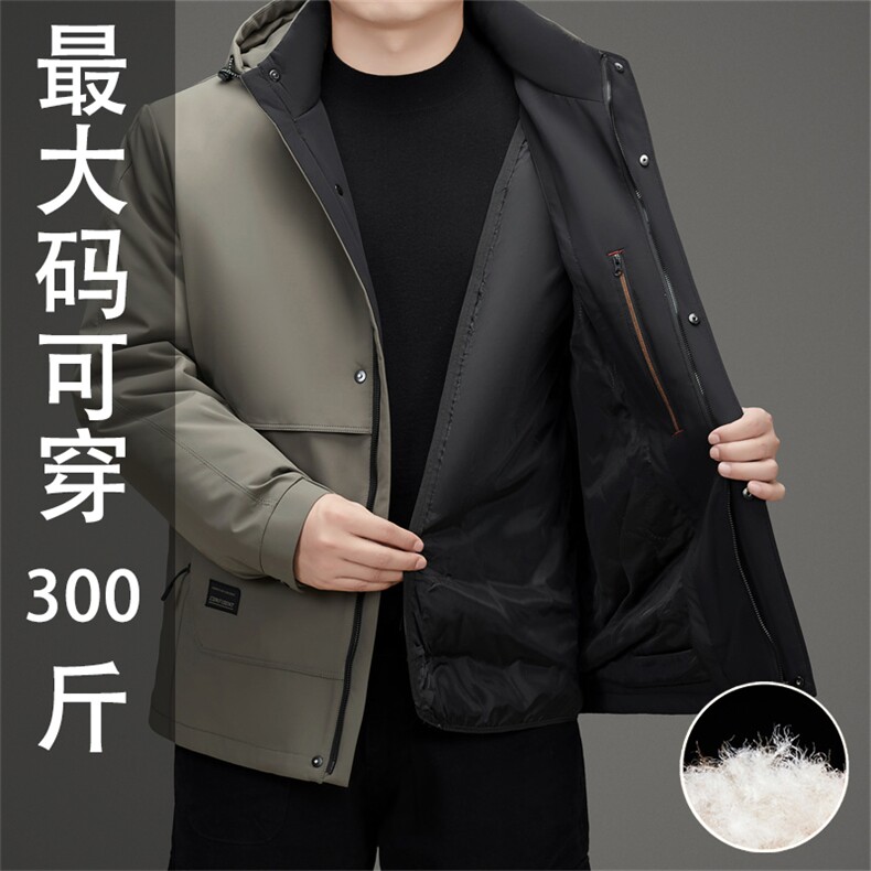 新款中老年加肥加大羽绒服外套男特大号可脱卸内胆帽子羽绒服大衣,男装羽绒服,钱塘723