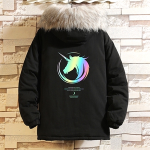 MM48138-P130 冬季大毛领棉衣男士大码加厚棉袄男棉服 砖墙挂拍图片