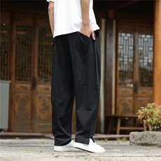 2025夏装新款汉服唐装风冰丝棉麻休闲裤A057-K381-P45，男装民族服装，电商A057B