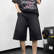 夏季新款倒穿牛仔短裤反穿设计潮牌美式宽松阔腿休闲短裤，男装牛仔裤，星座410-6（原星座1304-1）