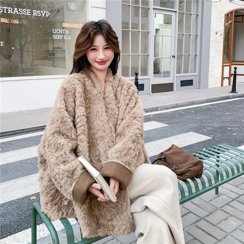 慵懒风蝙蝠袖宽松皮毛一体2C259-2512-P265-K398,女装短外套,2C259