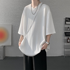 8XL-M短袖肌理感冰丝凉感T恤特大码鸡心领半袖纯色体恤DX1216/P28，男装T恤，电商B238