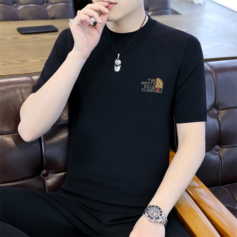 时尚休闲男士圆领短袖t恤夏天薄款2023夏季新款打底衫上衣服体恤,男装T恤,电商B212（原钱塘6029）