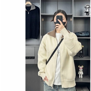 25851-特P70巴恩风撞色翻领男士针织衫开衫休闲毛衣外套图片