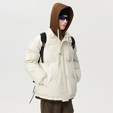 冬季新款棉服假两件连帽棉衣外套宽松保暖面包服D4134-TP75不，男装棉衣，电商A102