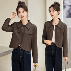 复古机车皮夹克外套女短款2025秋秋新款小个子pu皮百搭高级感上衣，女装皮衣，臻衣坊