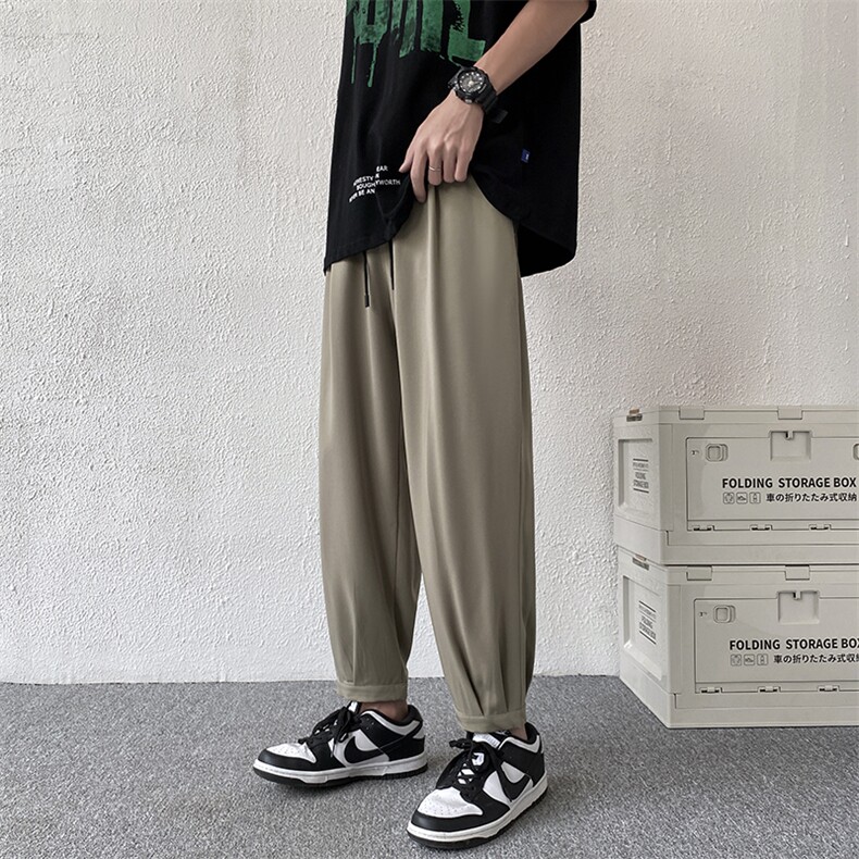 冰丝裤子男夏季薄款休闲长裤男士宽松潮牌九分运动裤男K0297-P35,男装休闲裤,星座308B-1