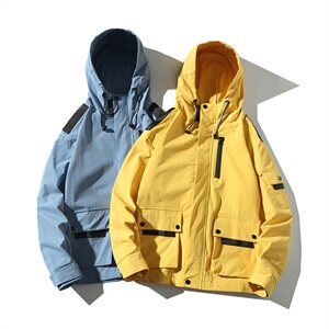 2021春秋季新日系水泥墙大码男工装大口袋连帽外套夹克J980-P75图片