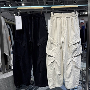 1506/QA150/P46伞兵裤男褶皱多口袋工装宽松直筒阔腿休闲长裤子图片