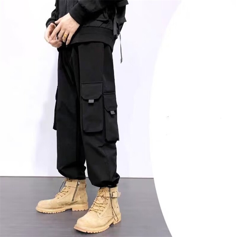 夏季薄款垂感工装裤男潮牌宽松休闲直筒阔腿裤潮流帅气抽绳束脚裤，女装休闲裤，星座1210-1