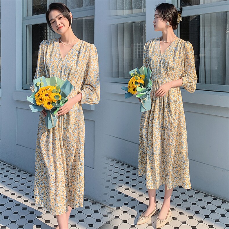 《2023春季主打款》法式碎花连衣裙女春季茶歇裙收腰仙女裙子,女装连衣裙,海爱依仁