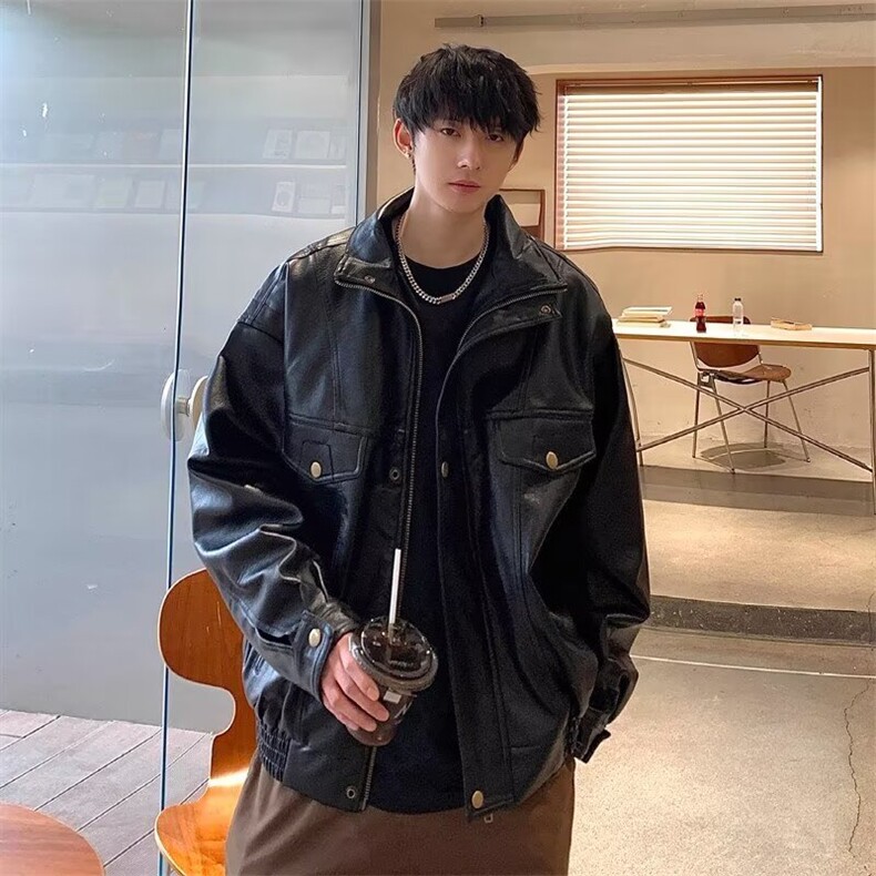 复古皮衣外套男潮流痞帅翻领工装夹克513APY2681P70,男装夹克,星座513A