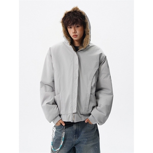 8XL-M复古双面加厚毛绒皮草短款工装派克服外套MY1707P158控188