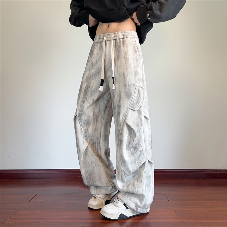 212A-K106特40控78 扎染工装口袋休闲裤男直筒宽松裤子图片