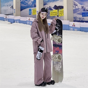 两件套中性加厚保暖外套男女同款防风滑雪服套装TZ027-P240控348图片