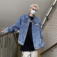 浅蓝色垫肩短款牛仔外套男春秋款高级感痞帅cleanfit夹克JK8930，男装夹克，星座1116A-1（原606A）