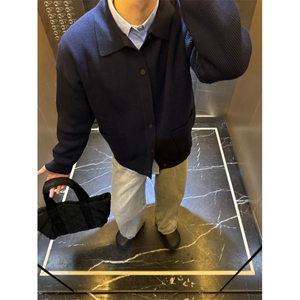 数据款现货！！藏青色毛衣开衫外套慵懒高级感针织开衫QMY01-P70图片