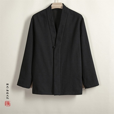 2025秋冬新款风男装改良汉服加绒衬衫C012P85，男装衬衫，钱塘802