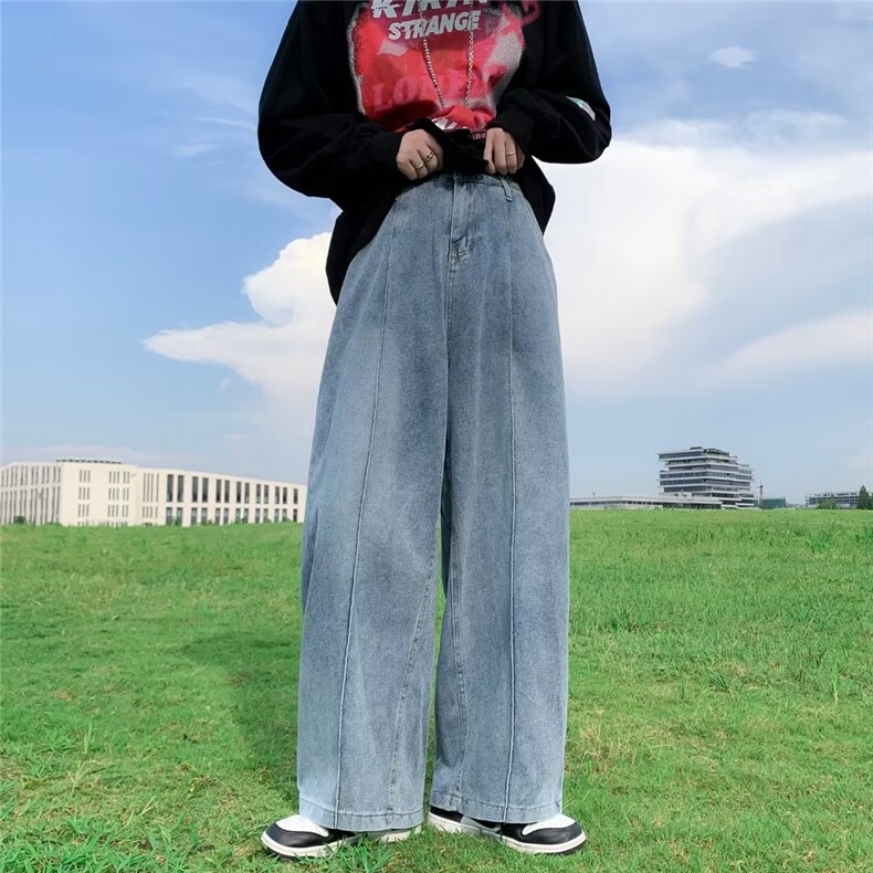 牛仔裤男秋季潮大码休闲裤子牛仔阔腿裤N1989P40,男装牛仔裤,星座1116-2