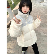 冬季新款小众设计感拼接插肩袖棉服女宽松百搭面包服加厚棉袄外套，男装棉衣，星座506A