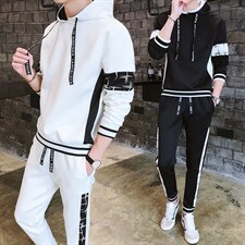 秋季2023新品连帽套头青少年长袖运动休闲卫衣套装男J01P60图片