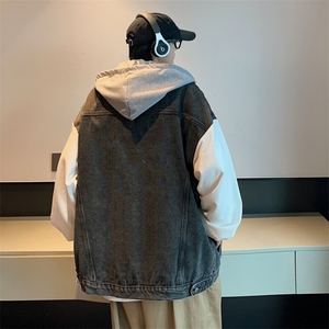 JK3040-P70-控98 现货拼接牛仔夹克外套图片