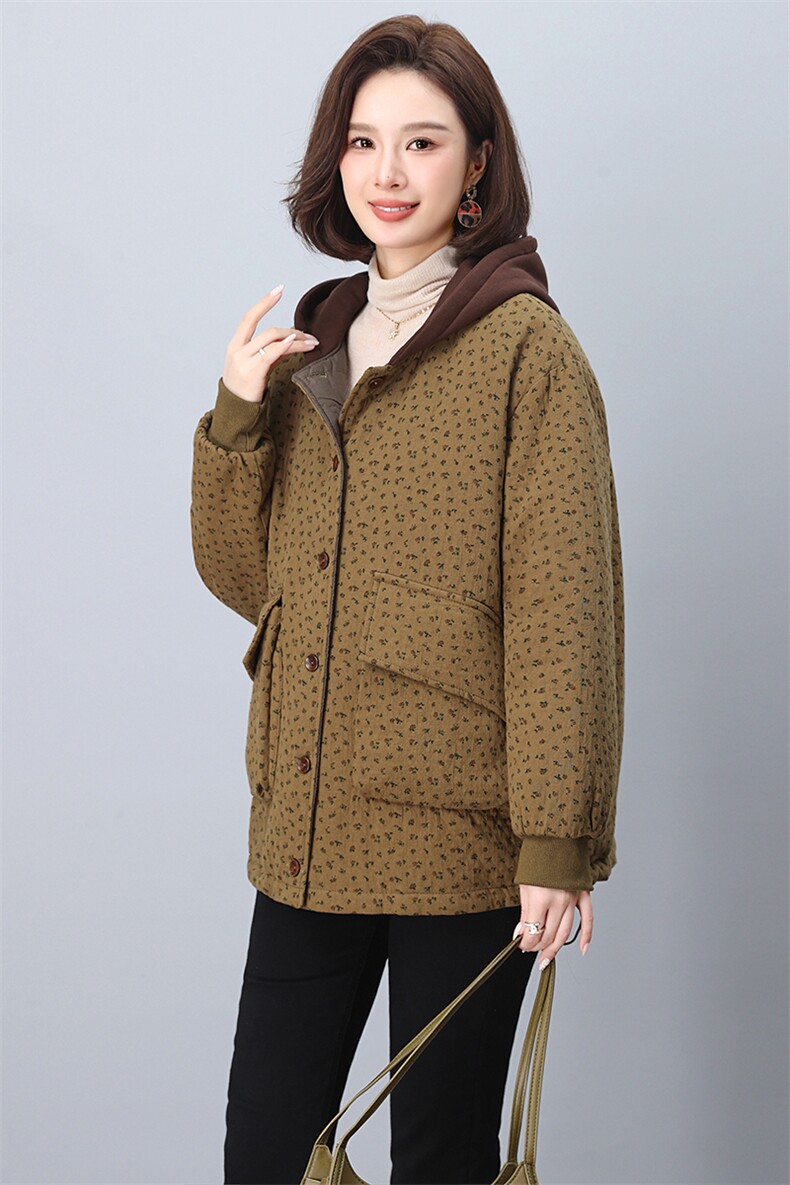 2024冬季新款加厚保暖棉衣棉服小碎花连帽韩版休闲短外套女,女装棉衣/棉服,悦见她