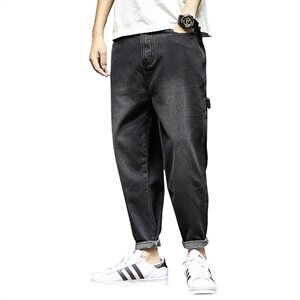 2019冬季新日系瓷砖墙大码男休闲加绒加厚牛仔裤长裤K552-P70图片