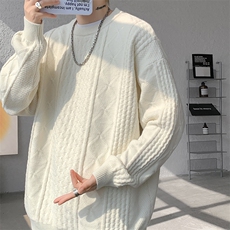 8XL-M圆领毛衣男秋冬季宽松慵懒套头麻花针织衫毛线衣MY19005P68，男装针织衫/毛衣，电商B312