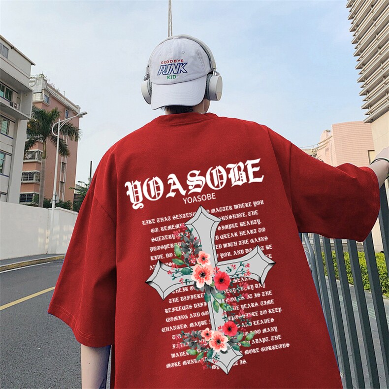 200克纯棉十字架字母印花短袖T恤男大码体恤A430-1-WT202，男装T恤，电商A426-1(原A430-1)