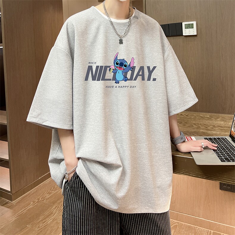 华夫格t恤男短袖男大码五分袖酒店风HT73173-P22,男装T恤,电商A040
