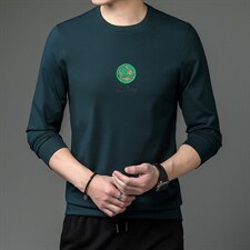 2023新款长袖套头打底衫男士秋季休闲中年印花简约圆领卫衣潮，男装卫衣，电商B212（原钱塘6029）